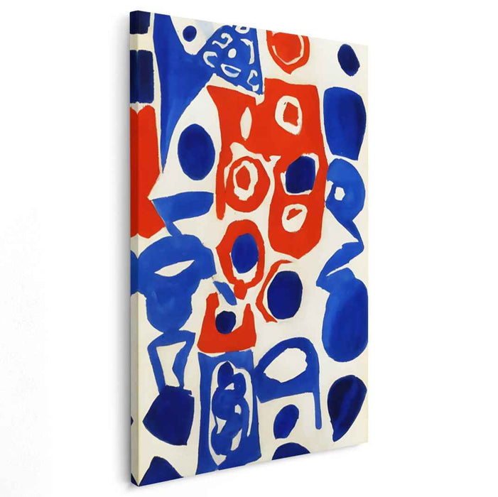 Contrast Collision: Bold Red and Blue Abstract Canvas Art Print