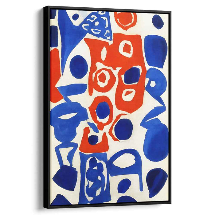 Contrast Collision: Bold Red and Blue Abstract Canvas Art Print