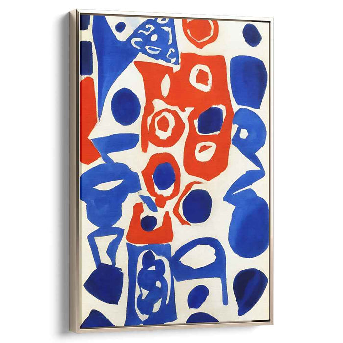 Contrast Collision: Bold Red and Blue Abstract Canvas Art Print
