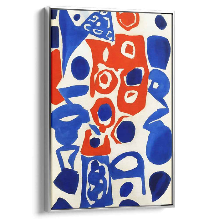 Contrast Collision: Bold Red and Blue Abstract Canvas Art Print