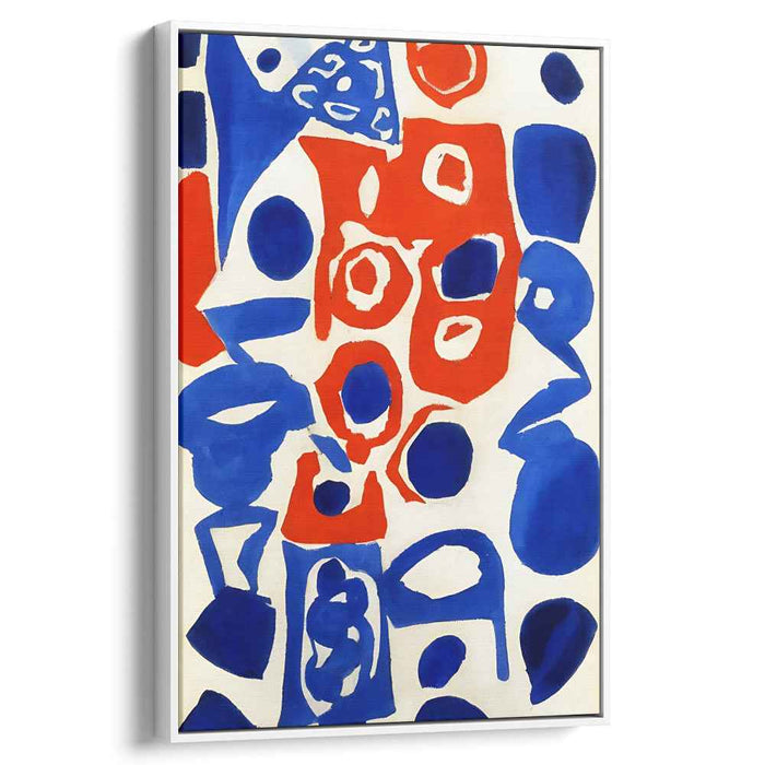 Contrast Collision: Bold Red and Blue Abstract Canvas Art Print