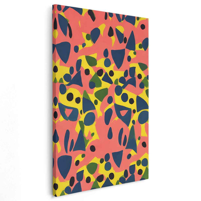 Pink Geometry Abstraction: Abstract Geometric Shapes on Pink Canvas Art Print