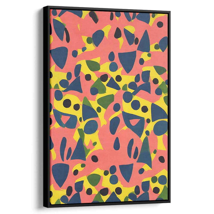 Pink Geometry Abstraction: Abstract Geometric Shapes on Pink Canvas Art Print