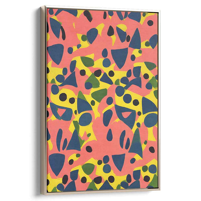 Pink Geometry Abstraction: Abstract Geometric Shapes on Pink Canvas Art Print