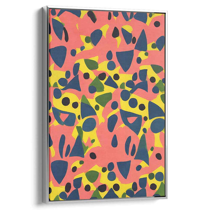 Pink Geometry Abstraction: Abstract Geometric Shapes on Pink Canvas Art Print