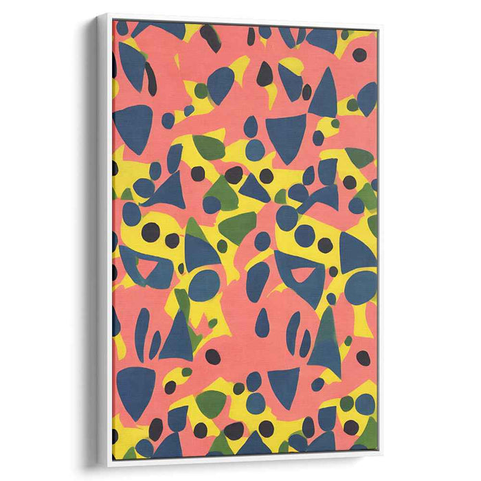 Pink Geometry Abstraction: Abstract Geometric Shapes on Pink Canvas Art Print