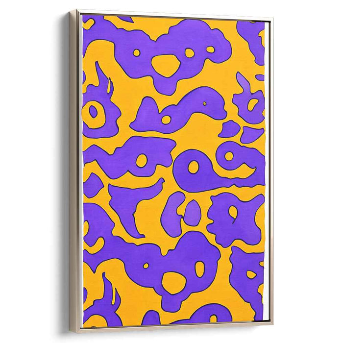 Purple Rhythms on Golden Hues: Modern Abstract Canvas Art