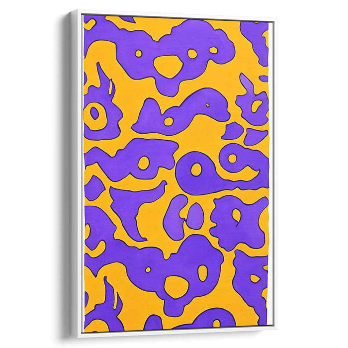 Purple Rhythms on Golden Hues: Modern Abstract Canvas Art