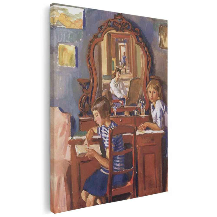 Tata and Katia in the mirror (1917) by Zinaida Serebriakova