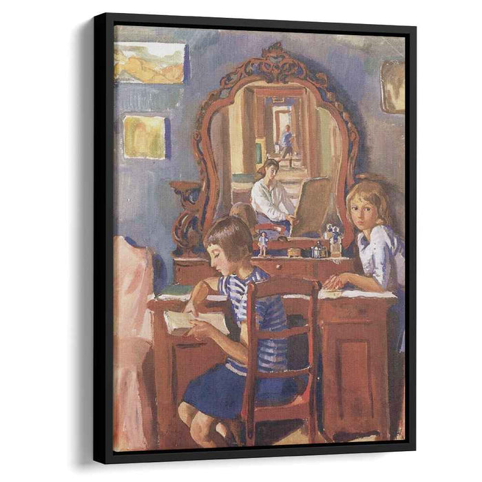 Tata and Katia in the mirror (1917) by Zinaida Serebriakova