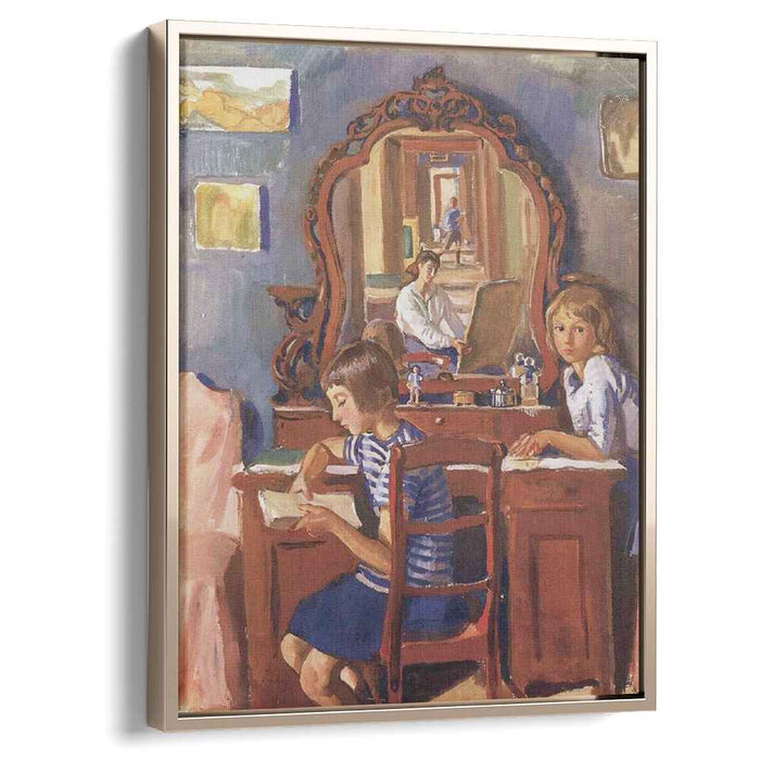 Tata and Katia in the mirror (1917) by Zinaida Serebriakova