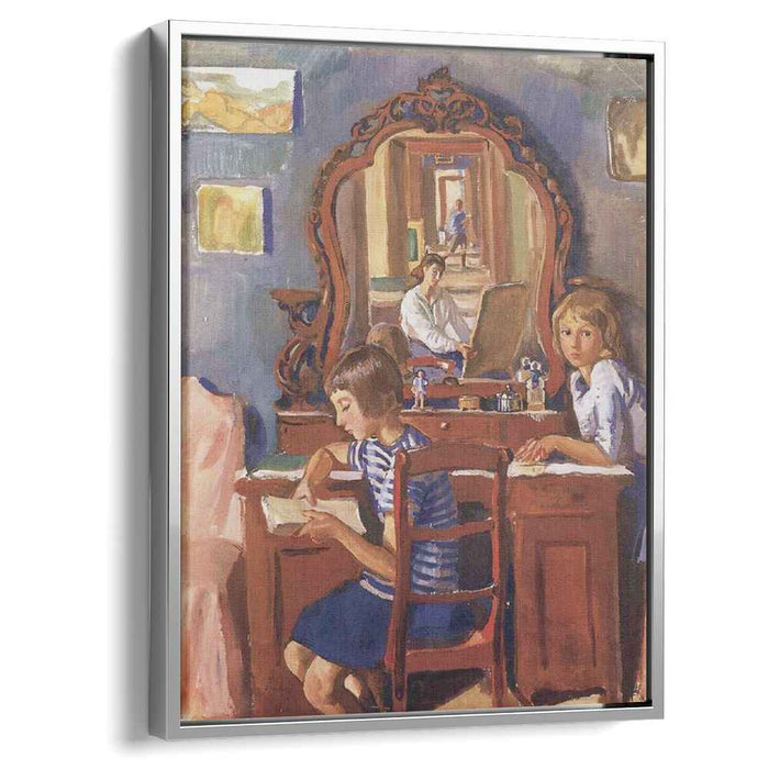 Tata and Katia in the mirror (1917) by Zinaida Serebriakova