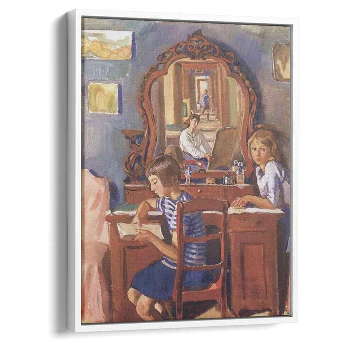 Tata and Katia in the mirror (1917) by Zinaida Serebriakova
