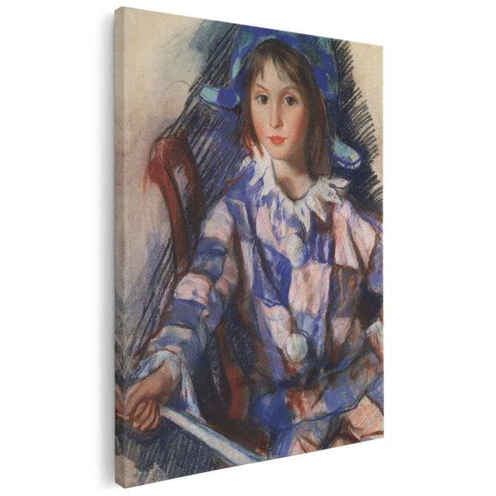 Tata portrait in the costume of Harlequin (1921) by Zinaida Serebriakova