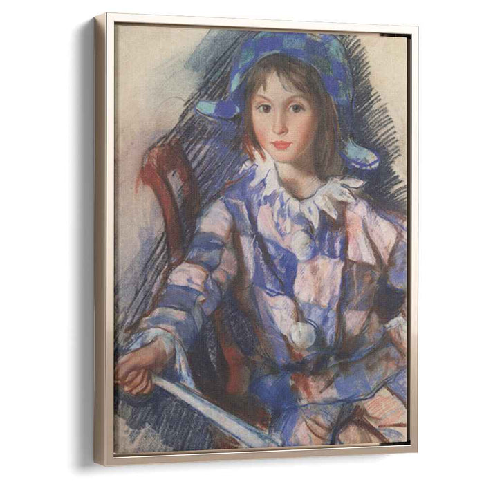 Tata portrait in the costume of Harlequin (1921) by Zinaida Serebriakova