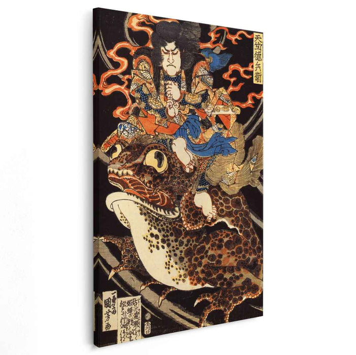 Tenjiku Tokubei riding a giant toadn by Utagawa Kuniyoshi
