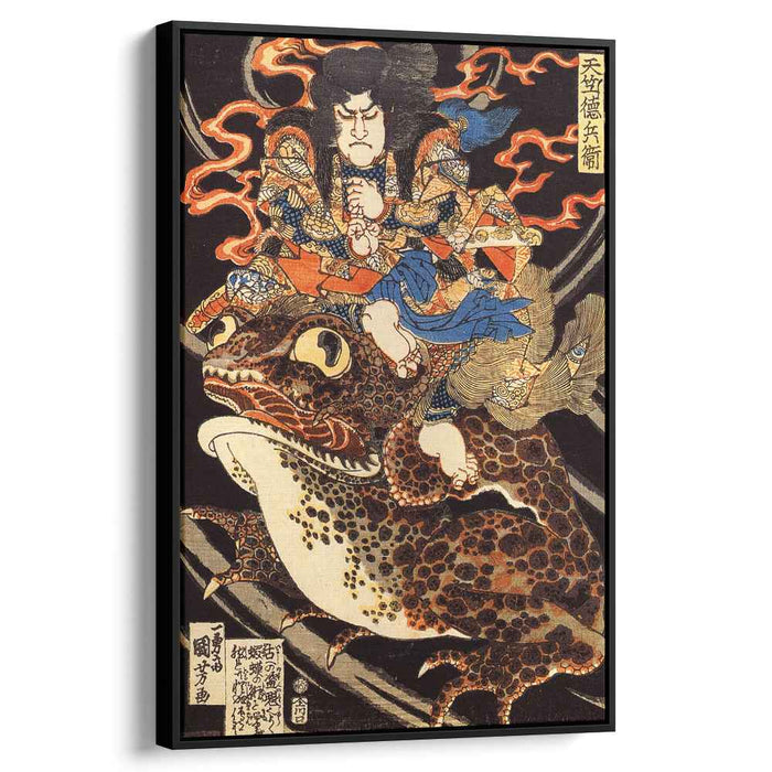 Tenjiku Tokubei riding a giant toadn by Utagawa Kuniyoshi