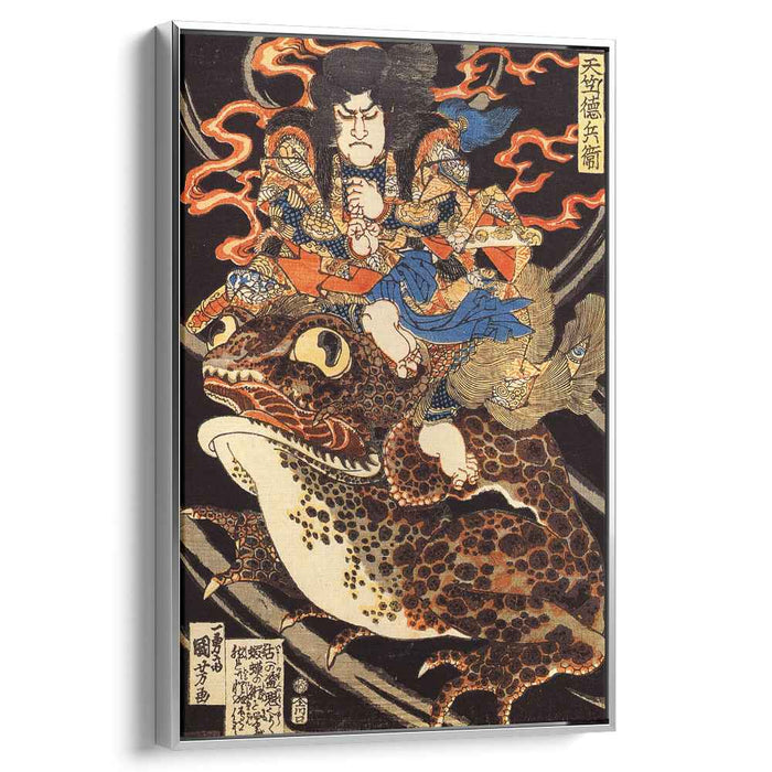 Tenjiku Tokubei riding a giant toadn by Utagawa Kuniyoshi