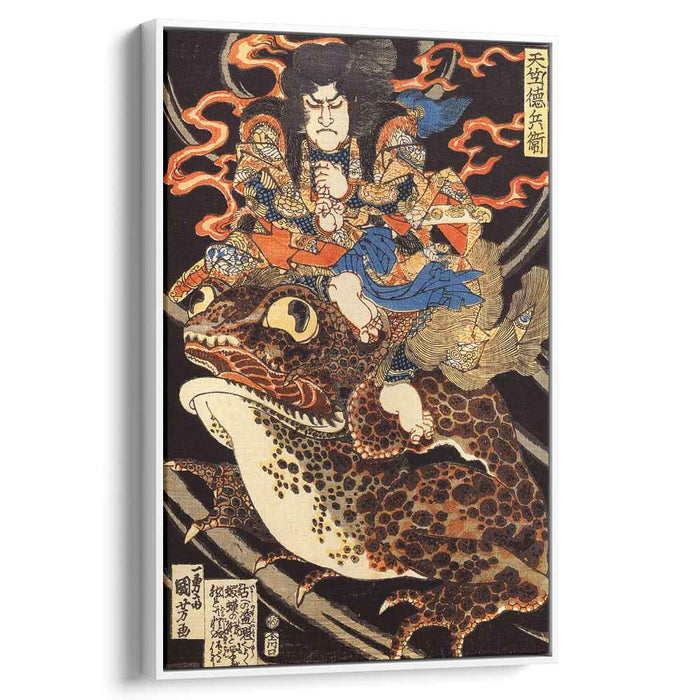Tenjiku Tokubei riding a giant toadn by Utagawa Kuniyoshi