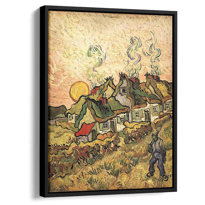 Thatched Cottages in the Sunshine Reminiscence of the North (1890) by Vincent van Gogh