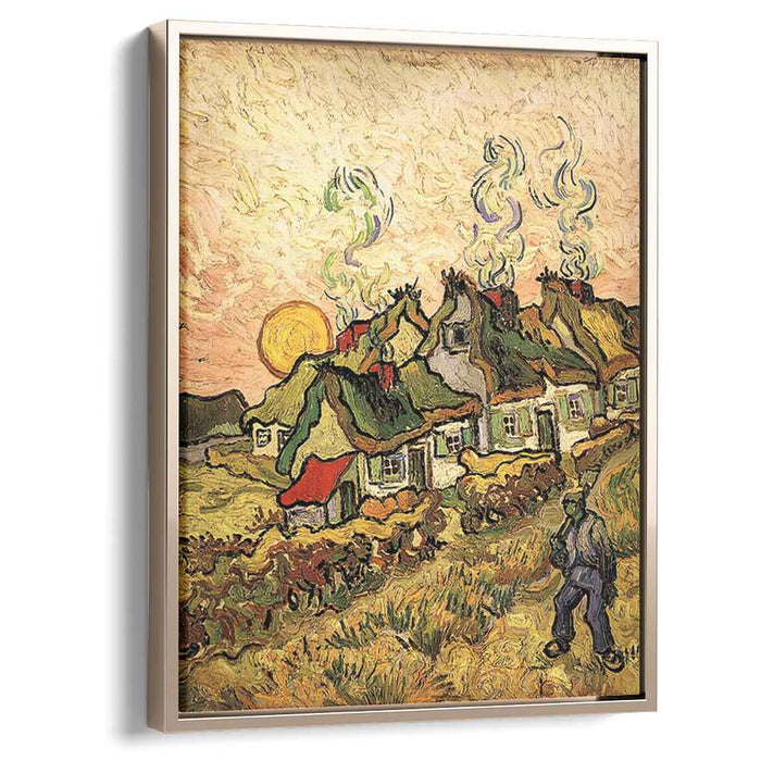 Thatched Cottages in the Sunshine Reminiscence of the North (1890) by Vincent van Gogh