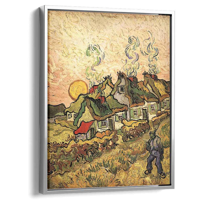 Thatched Cottages in the Sunshine Reminiscence of the North (1890) by Vincent van Gogh