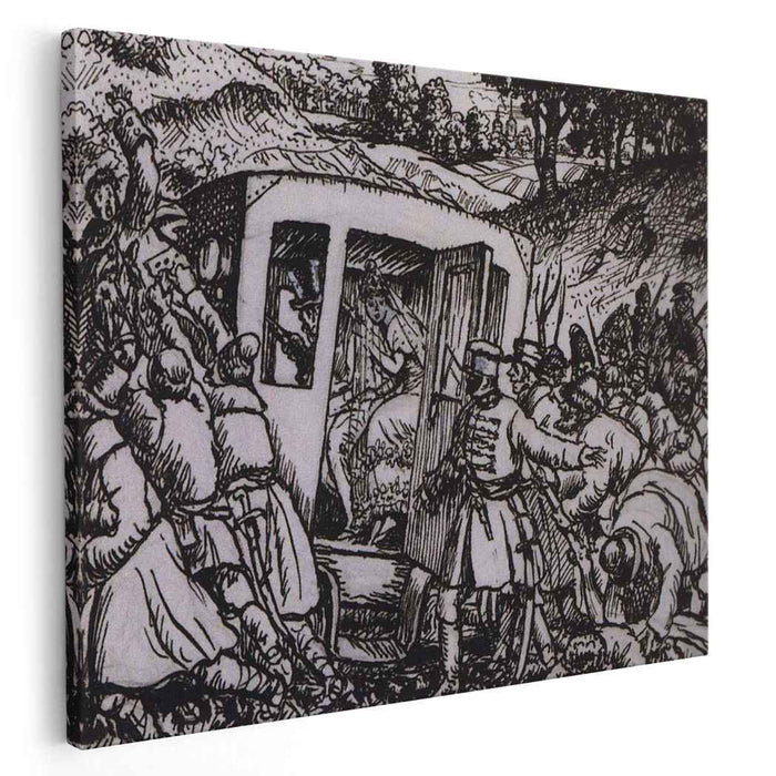 The attack on the wedding carriage (1919) by Boris Kustodiev