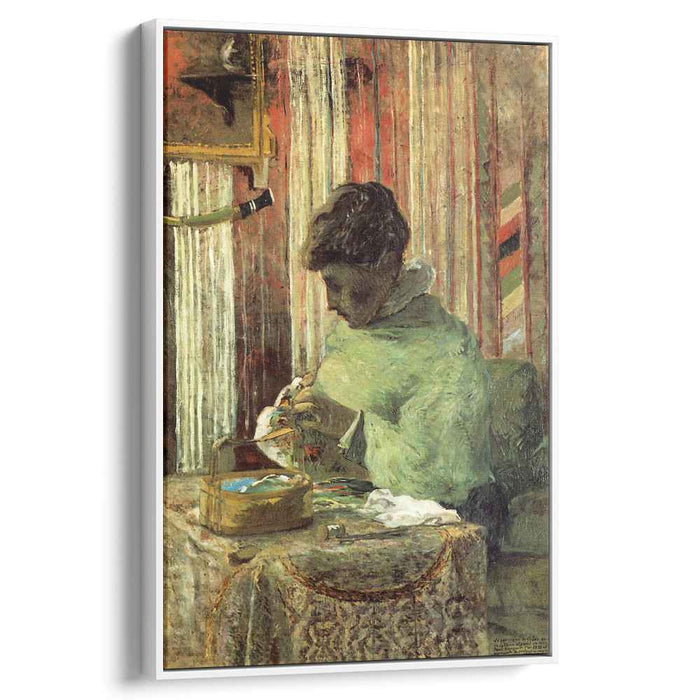 The embroiderer or Mette Gauguin (1878) by Paul Gauguin