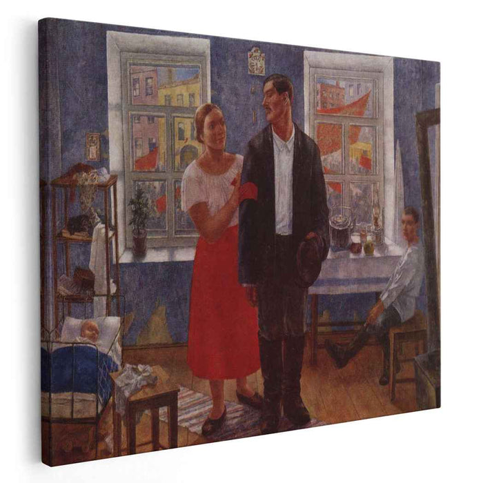 The first demonstration (Family working on the first anniversary of October) (1927) by Kuzma Petrov-Vodkin