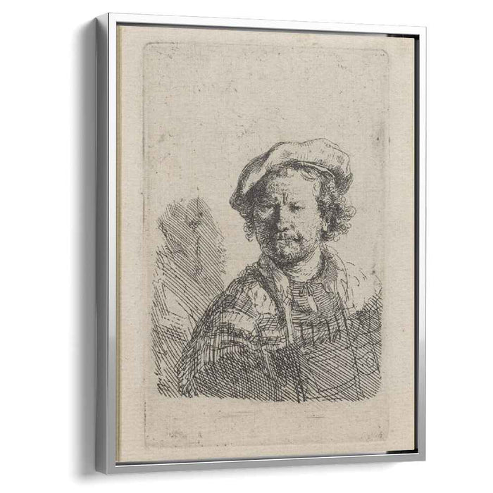 Self Portrait in a Flat Cap and Embroidered Dress (1642) by Rembrandt