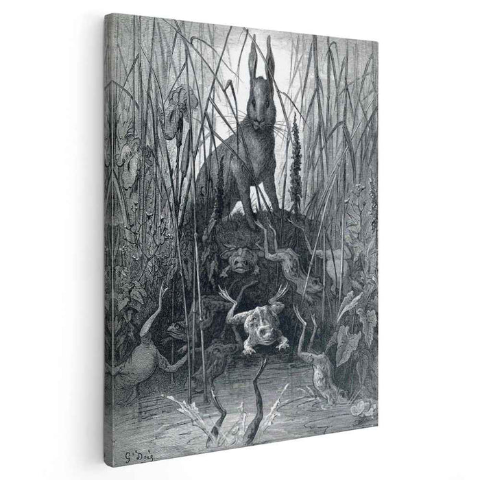 The Hare and the Frogs (1868) by Gustave Dore