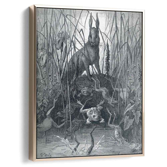 The Hare and the Frogs (1868) by Gustave Dore