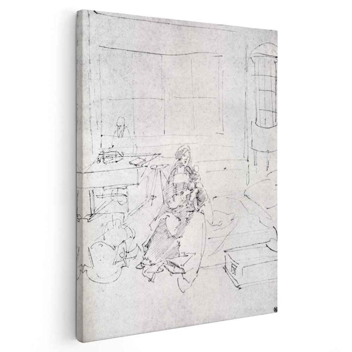 The Holy Family In A Room by Albrecht Durer