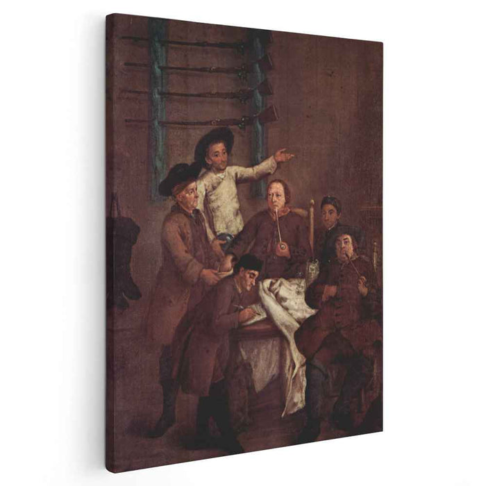 The Hunters Drawing Numbers by Pietro Longhi