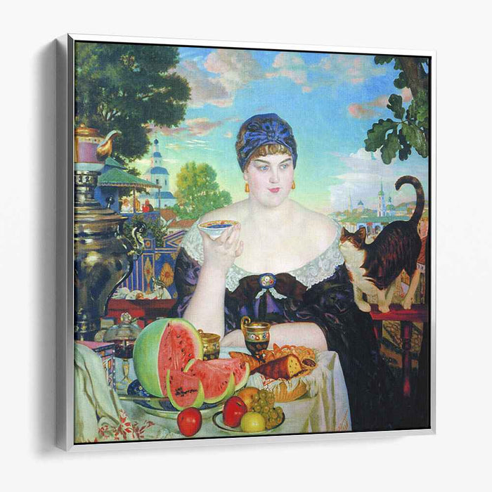 The Merchant's Wife at Tea (1918) by Boris Kustodiev