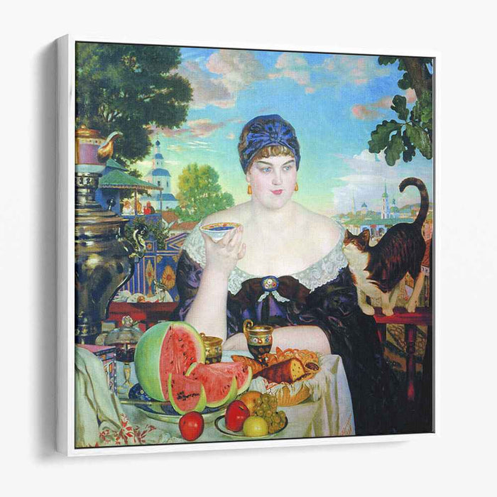 The Merchant's Wife at Tea (1918) by Boris Kustodiev
