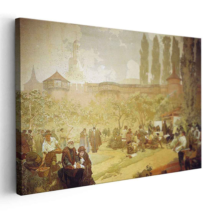 The Printing of the Bible of Kralice in Ivancice (1914) by Alphonse Mucha