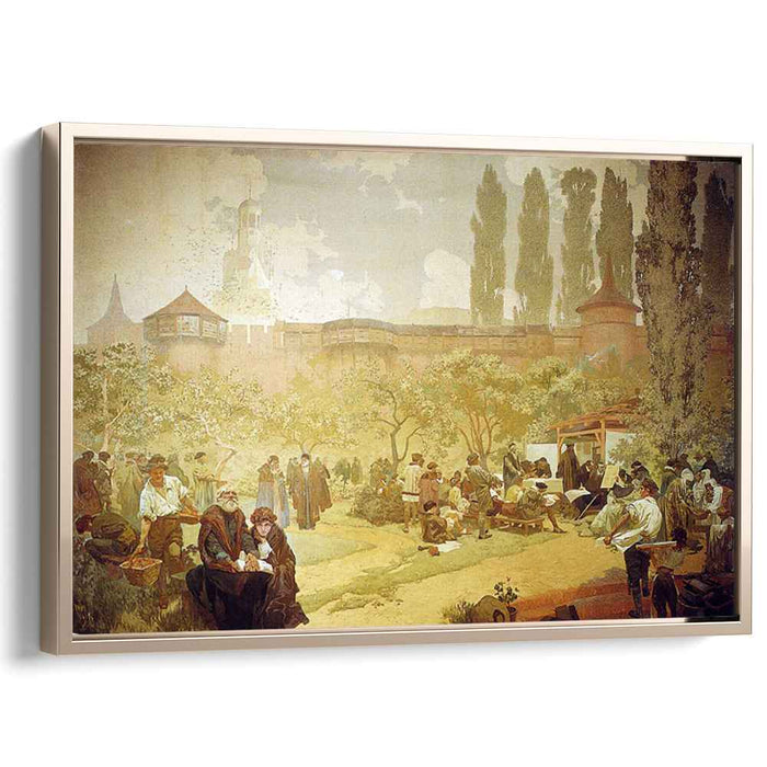 The Printing of the Bible of Kralice in Ivancice (1914) by Alphonse Mucha