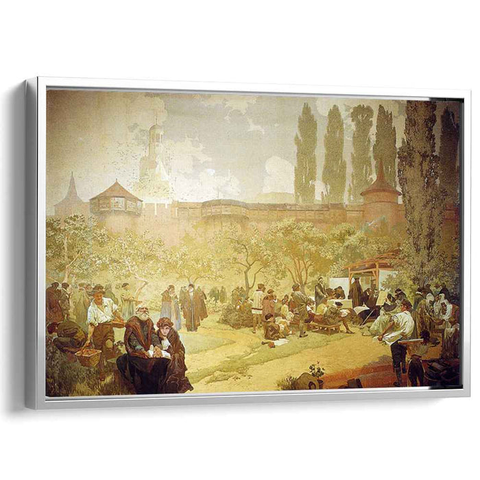 The Printing of the Bible of Kralice in Ivancice (1914) by Alphonse Mucha