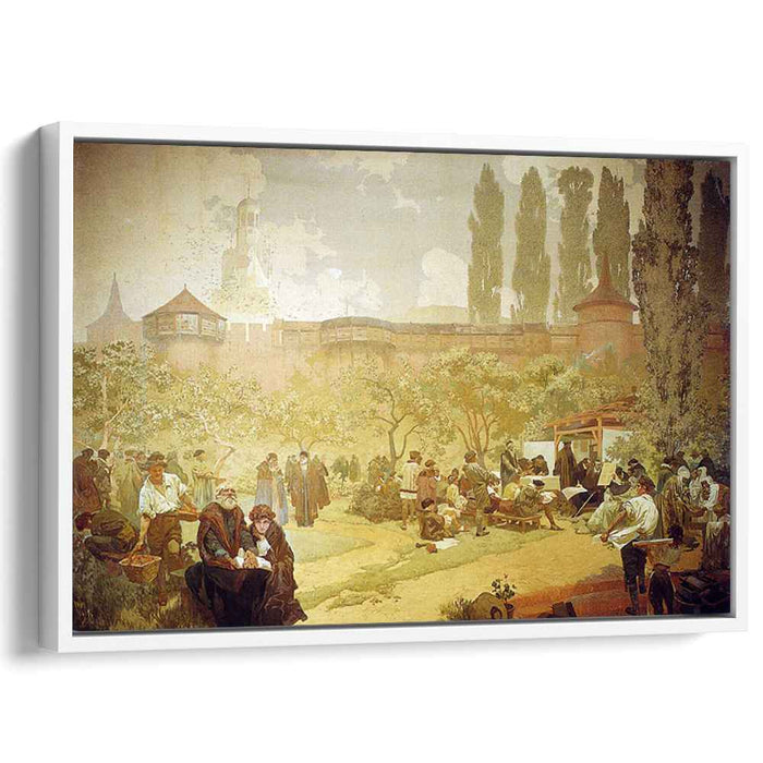 The Printing of the Bible of Kralice in Ivancice (1914) by Alphonse Mucha