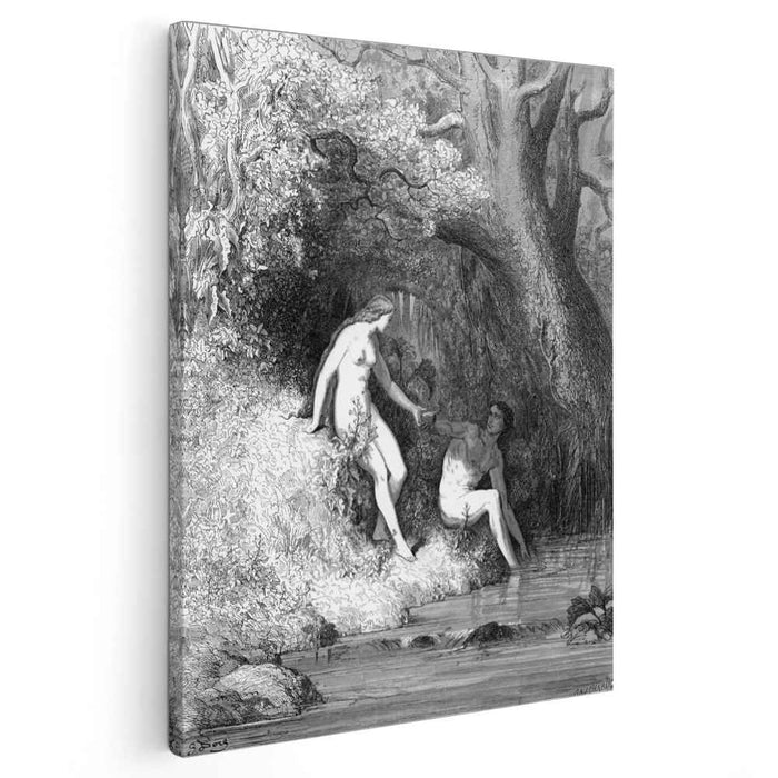 The savoury pulp they chew, and in the rind, Still as they thirsted, scoop the brimming by Gustave Dore