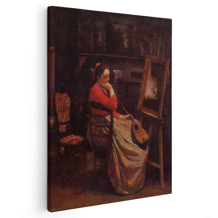 The Studio (Young Woman with a Mandolin) (1866) by Camille Corot