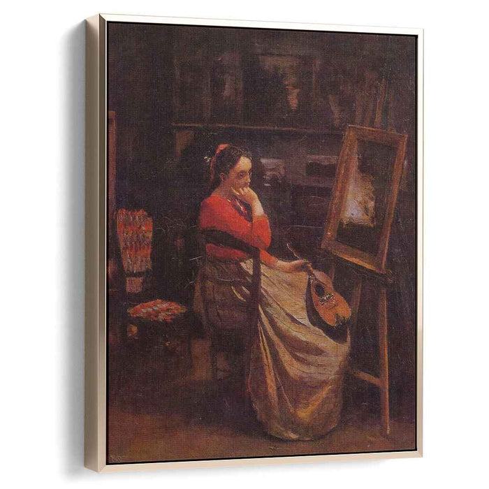 The Studio (Young Woman with a Mandolin) (1866) by Camille Corot