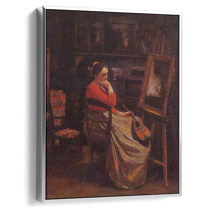The Studio (Young Woman with a Mandolin) (1866) by Camille Corot
