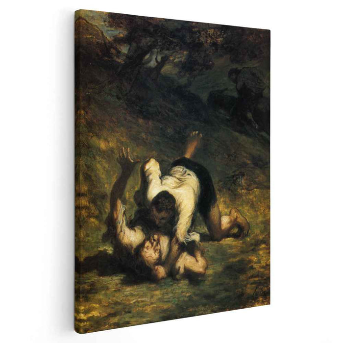 The Thieves and the Donkey (1860) by Honore Daumier