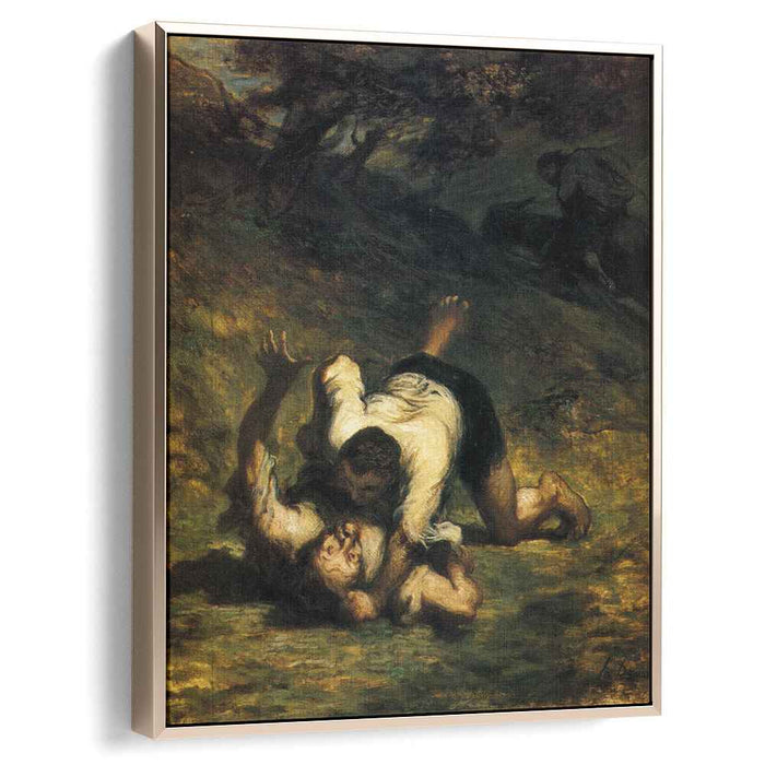 The Thieves and the Donkey (1860) by Honore Daumier