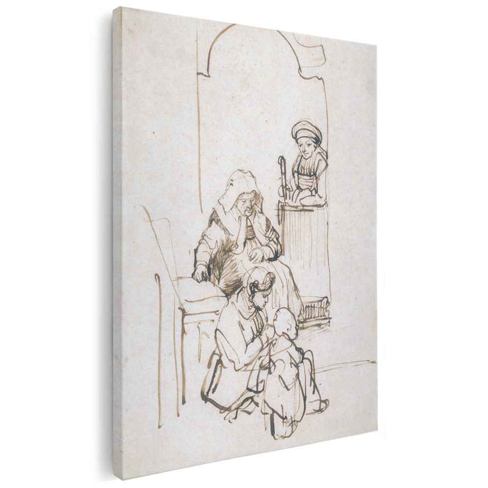 Three Women and a Child at the Door (1645) by Rembrandt
