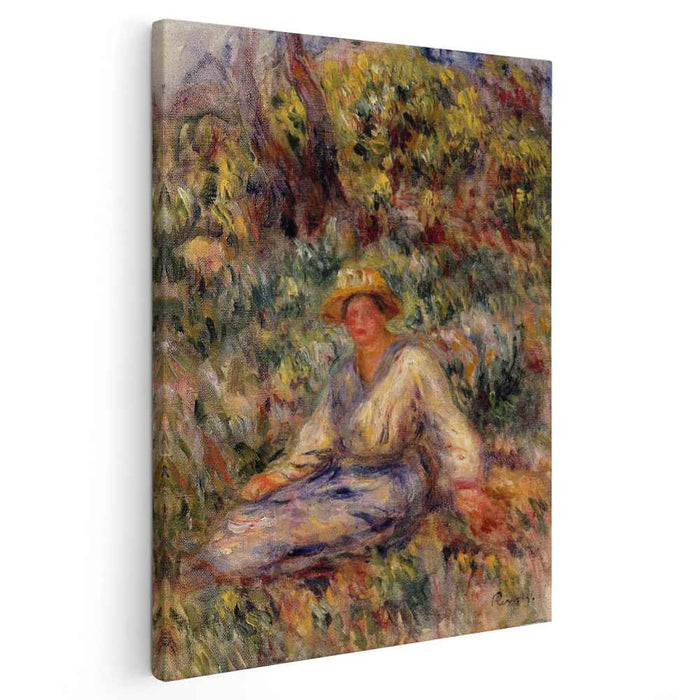 Woman in Blue in a Landscape (1916) by Pierre-Auguste Renoir
