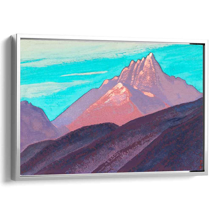 Turquoise sky, pink mountains, purple foot by Nicholas Roerich