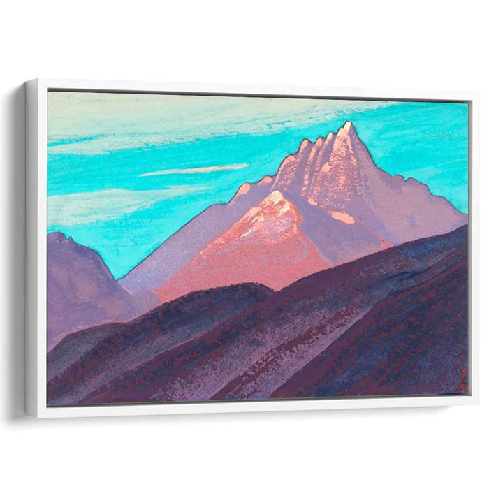 Turquoise sky, pink mountains, purple foot by Nicholas Roerich